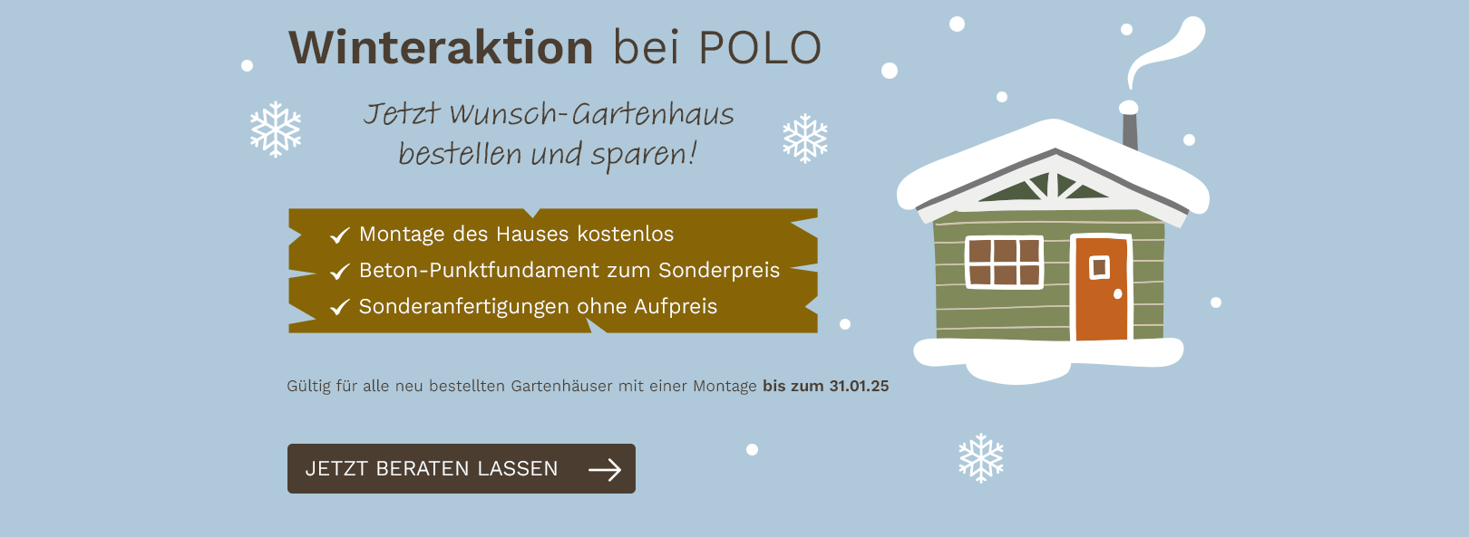 Anzeige Winteraktion 2024 Polo Gartenhäuser